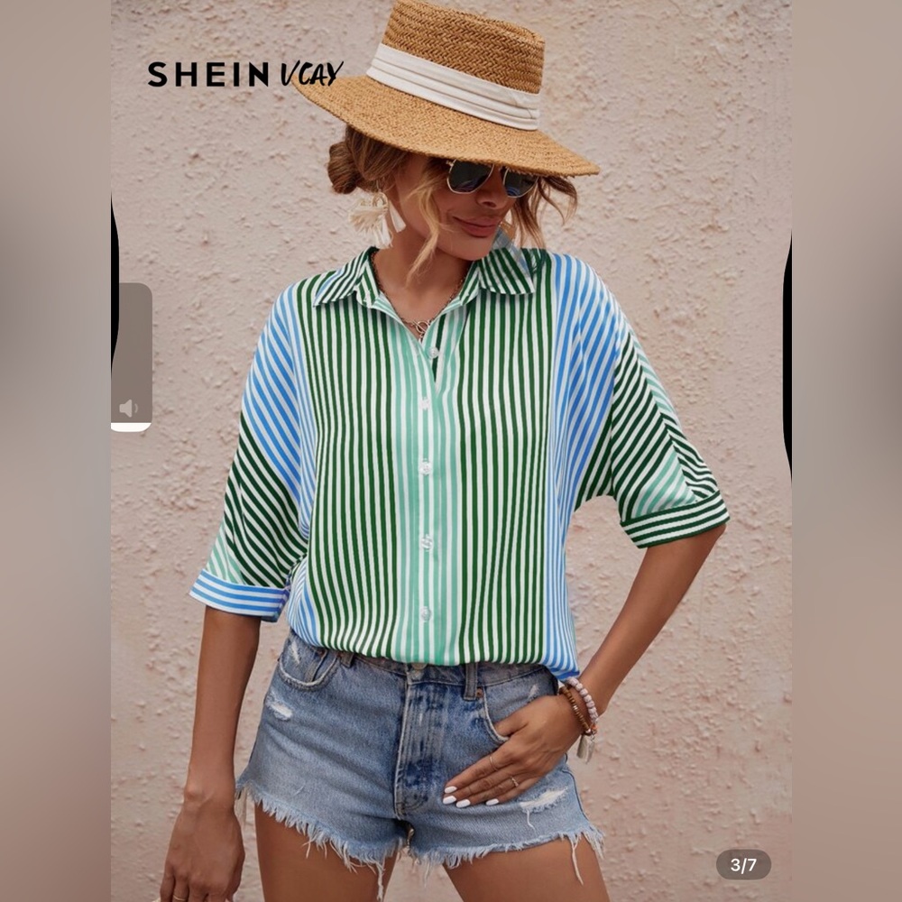 Multicolor Button-Up Striped Shirt